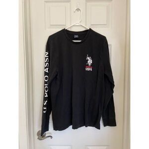 Men's U.S. Polo Assn Black Long-Sleeved Shirt (Large)